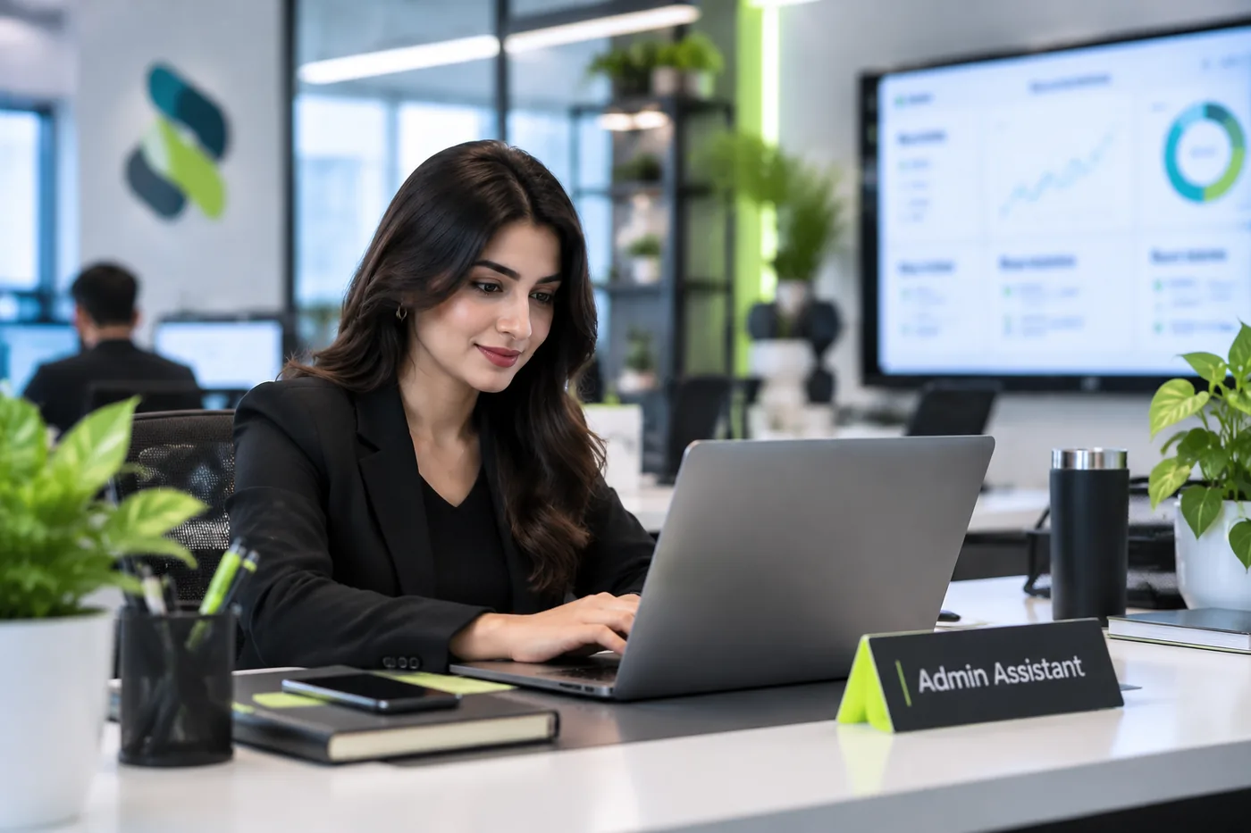A BB Virtual admin assistant at her desk