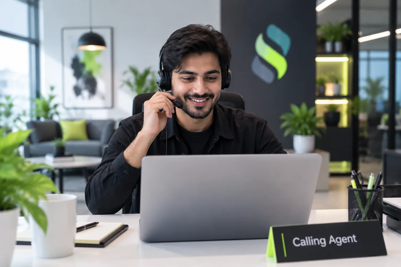 A BB Virtual calling agent on a call