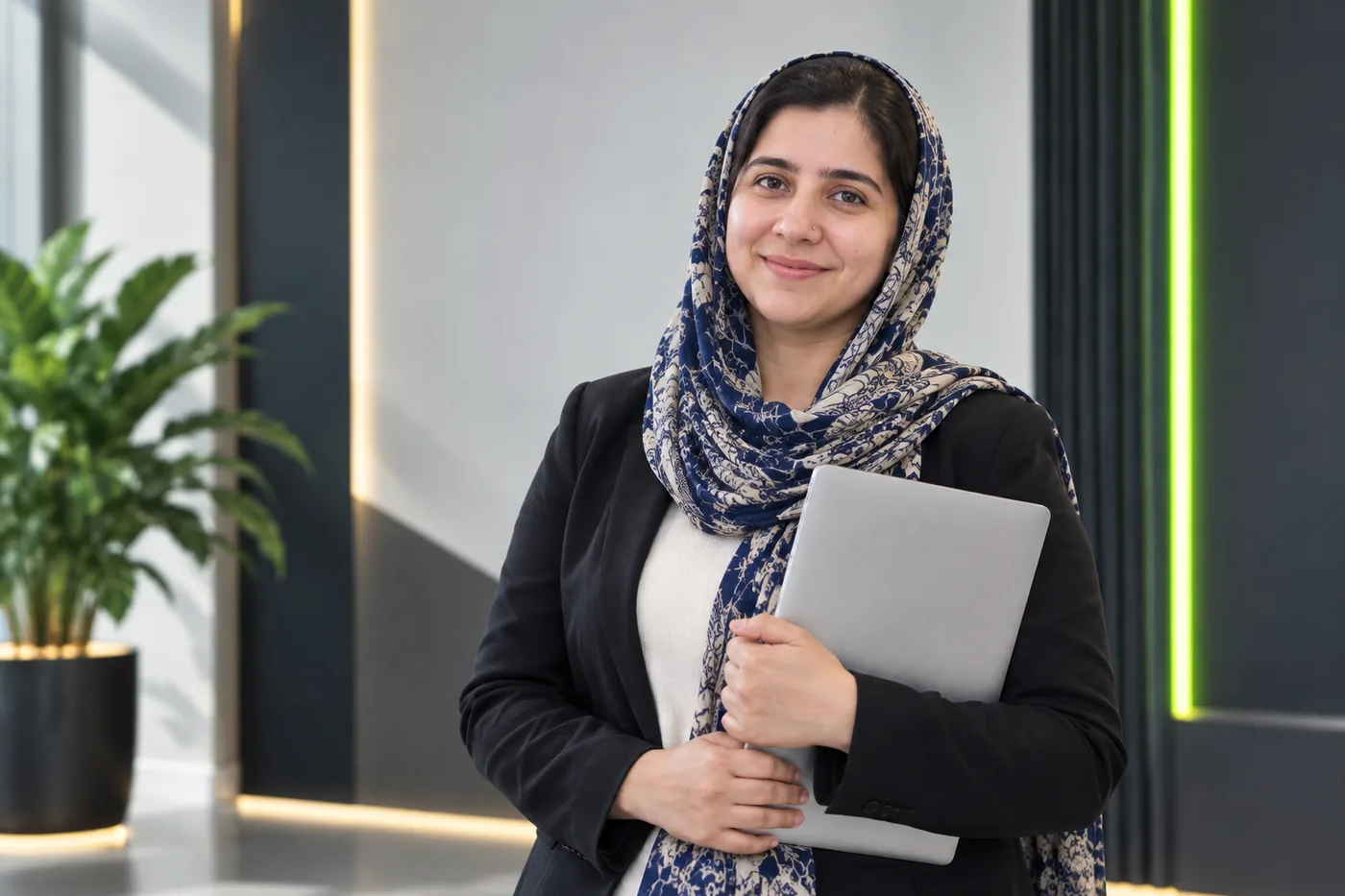 An online store owner with her laptop