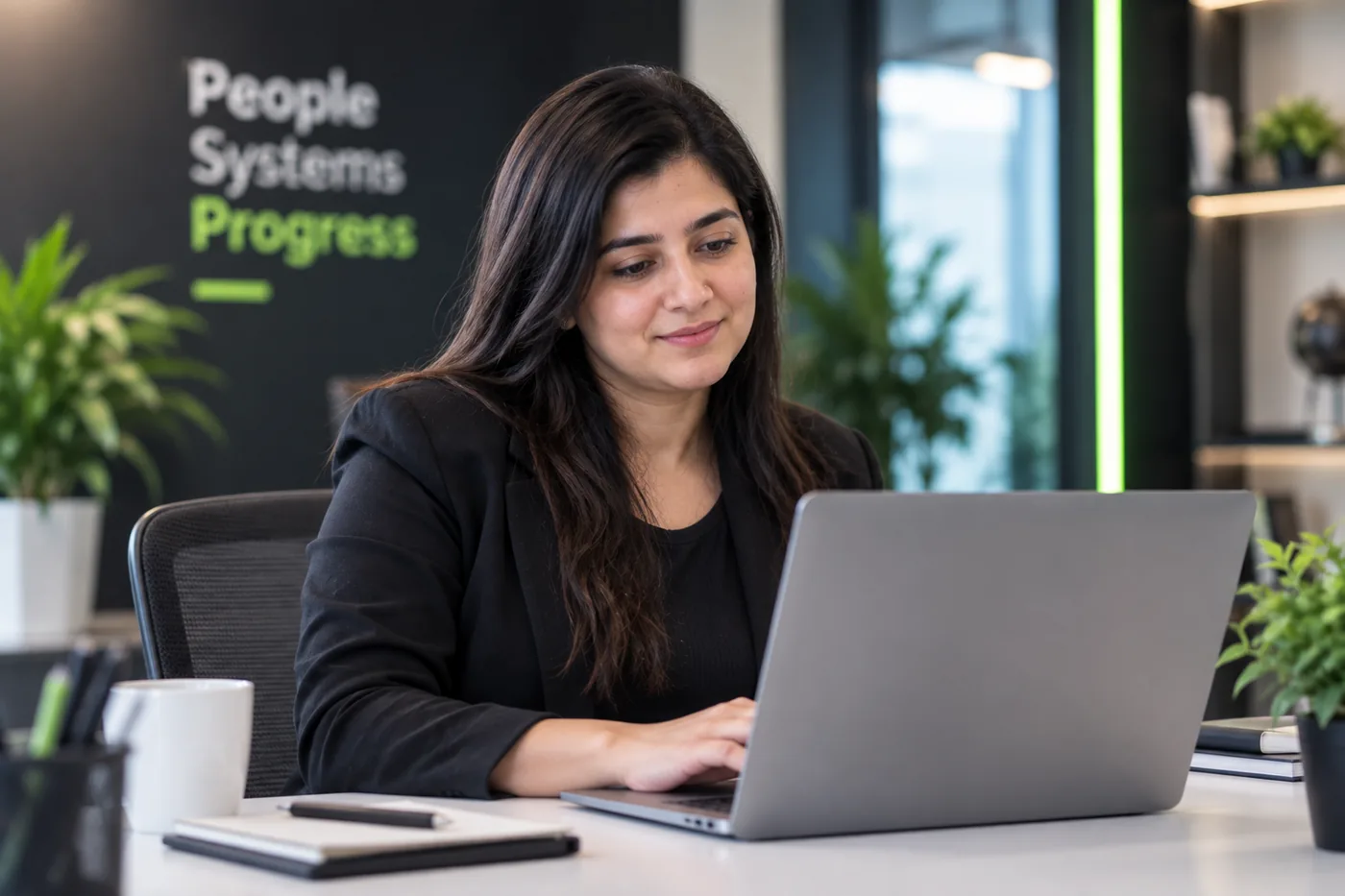 A BB Virtual operations manager at her desk